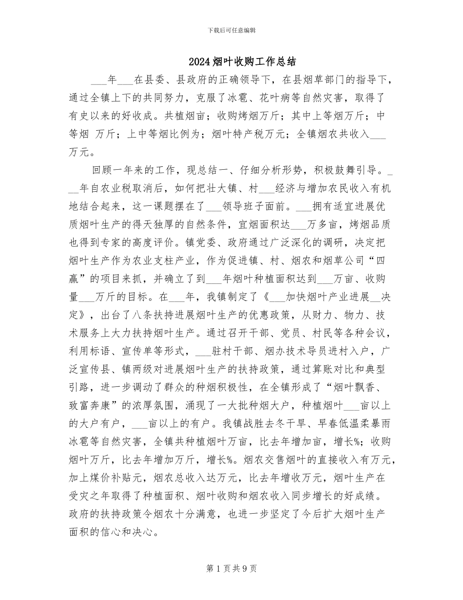 2024烟叶收购工作总结_第1页