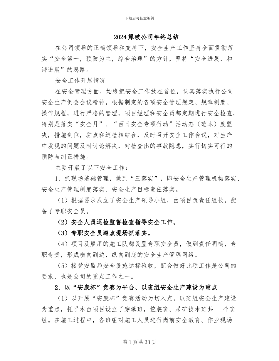 2024爆破公司年终总结_第1页