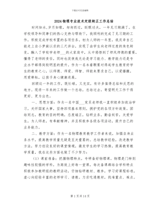 2024物理专业技术定级转正工作总结