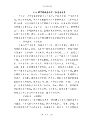 2024环卫局政务公开工作总结范文