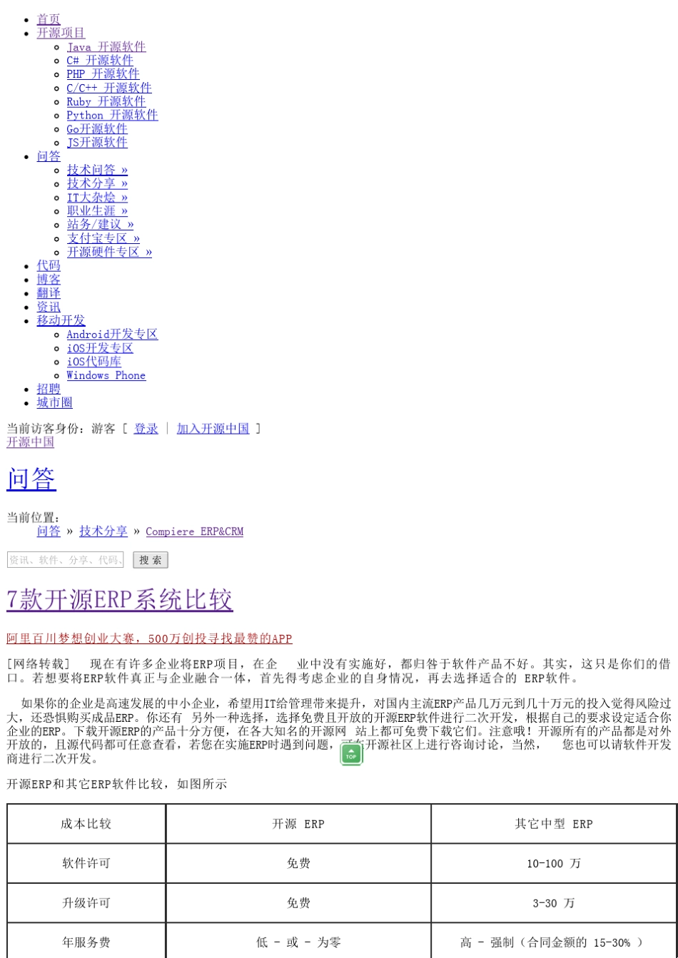 7款开源ERP系统比较开源中国社区_第1页
