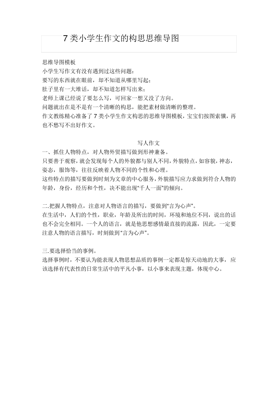 7类小学生作文的构思思维导图_第1页