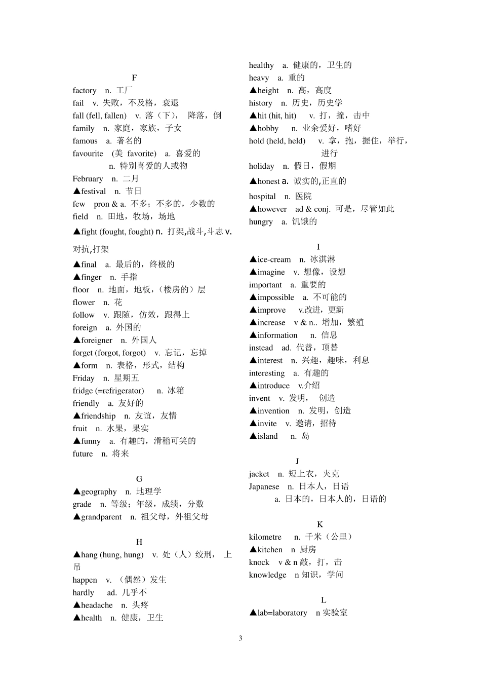 800个初中英语阅读高频核心词汇_第3页