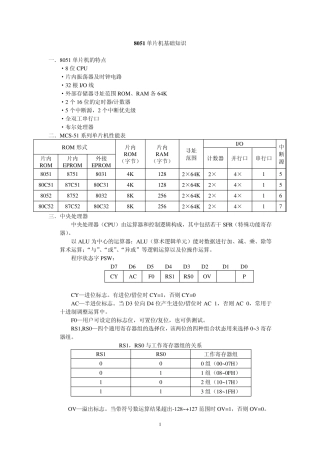 8051单片机基础知识