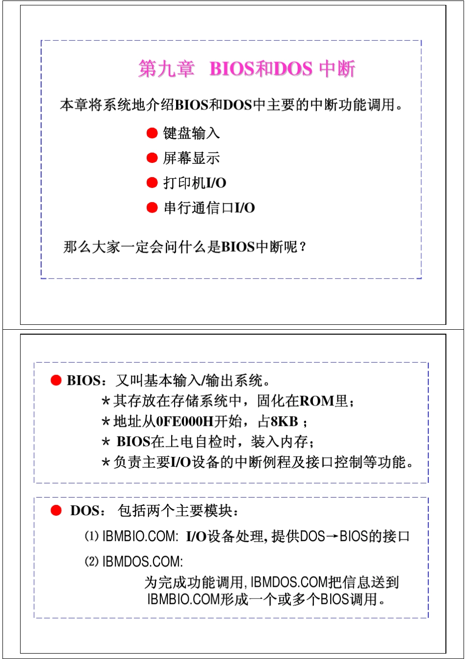 80X86汇编语言电子教案(9BIOS和DOS中断)_第1页
