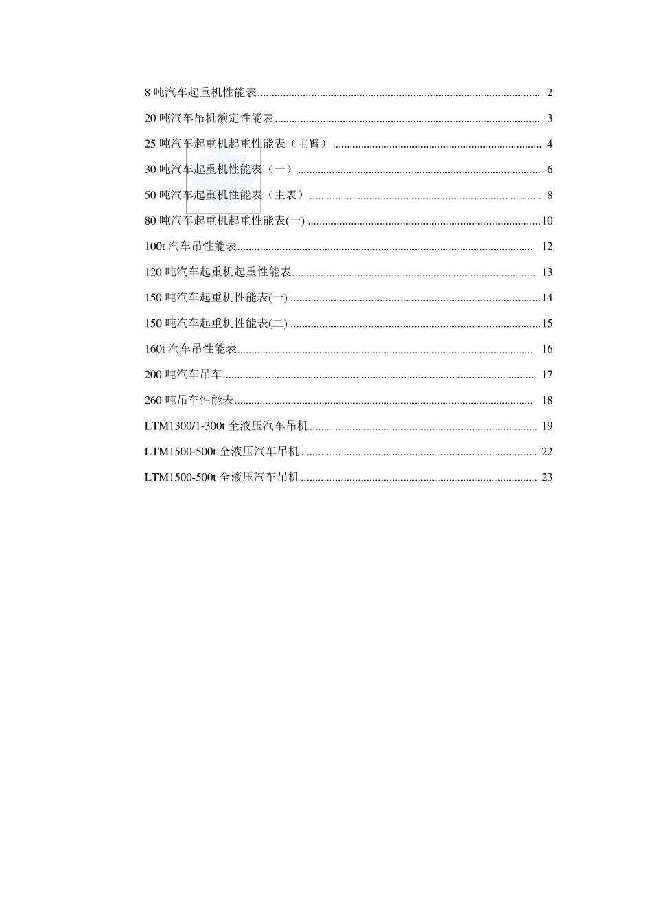 8500吨汽车吊性能参数表_第1页