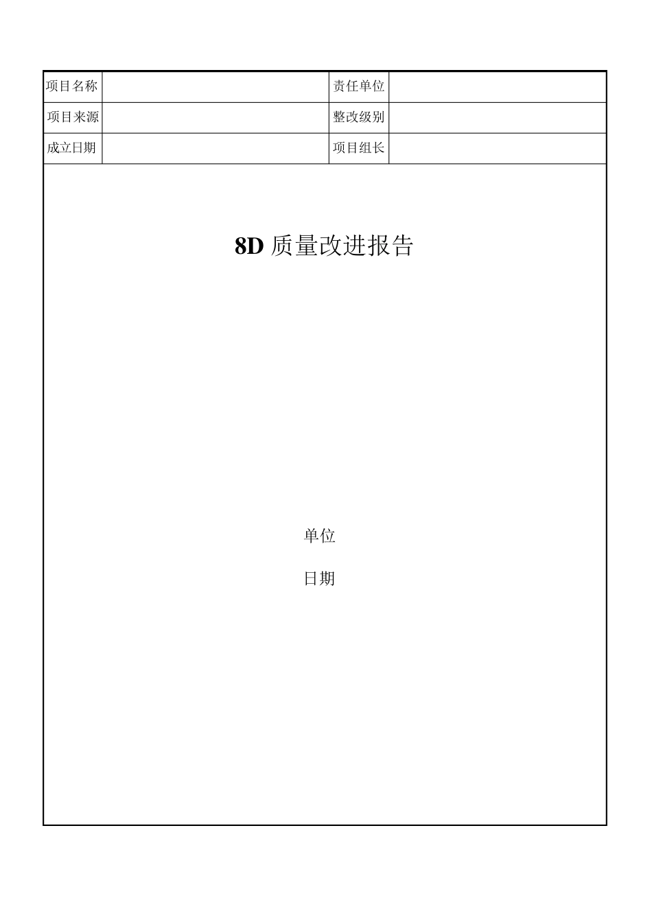 8D质量整改报告模板_第1页