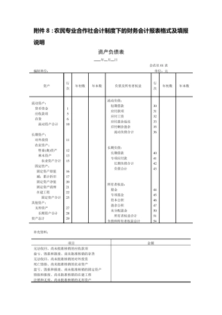8农民专业合作社会计制度下的财务会计报表格式及填报