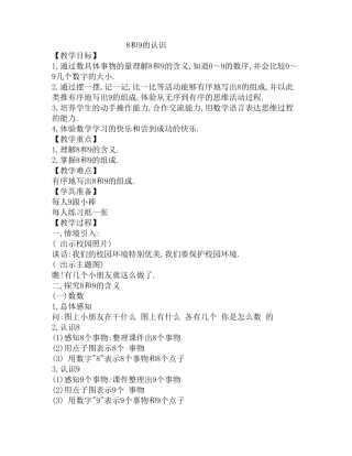 8和9的认识教案