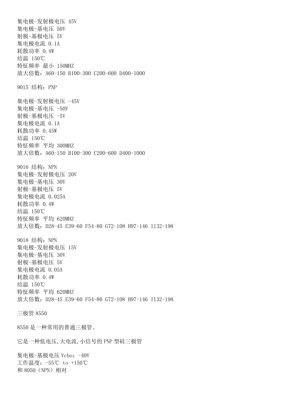 9011,9012,9013,9014,8050,8550三极管的参数及区别_第2页