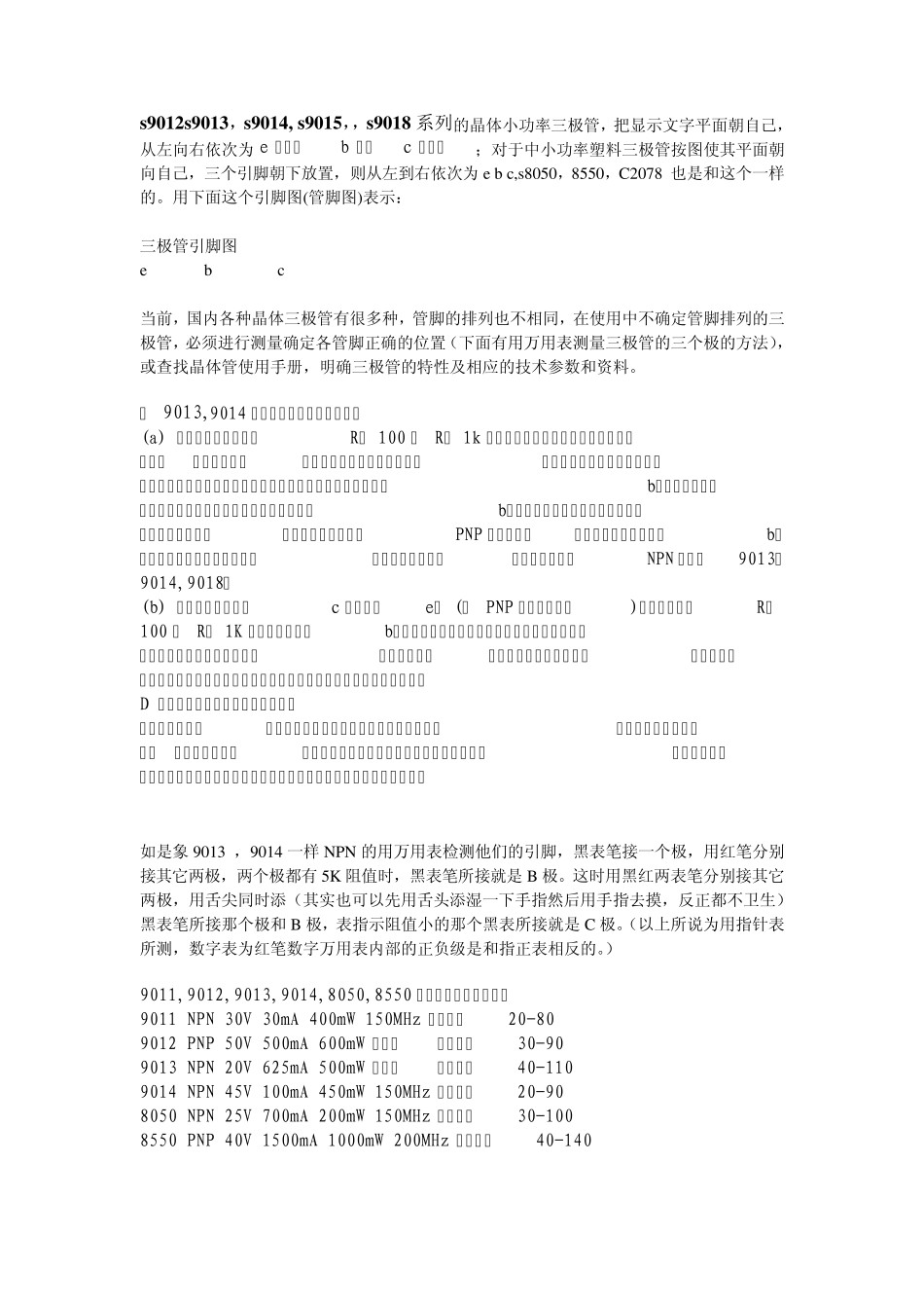 9012,9014,8050三极管引脚图与管脚识别方法_第1页