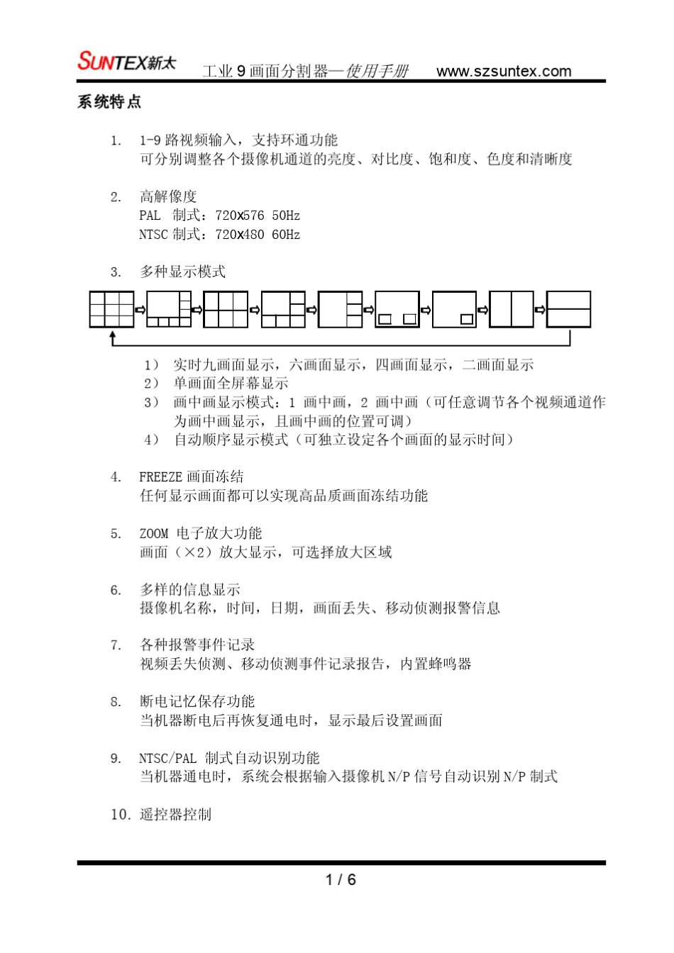 9路画面分割器中文说明书深圳新太_第3页
