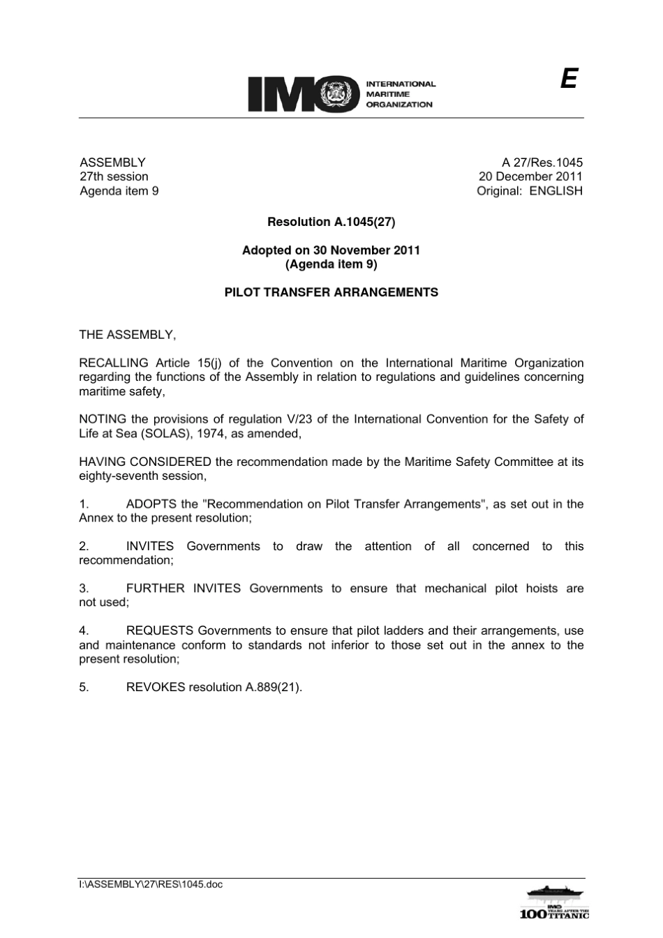 A.1045(27)引航员登离船装置英文版_第1页