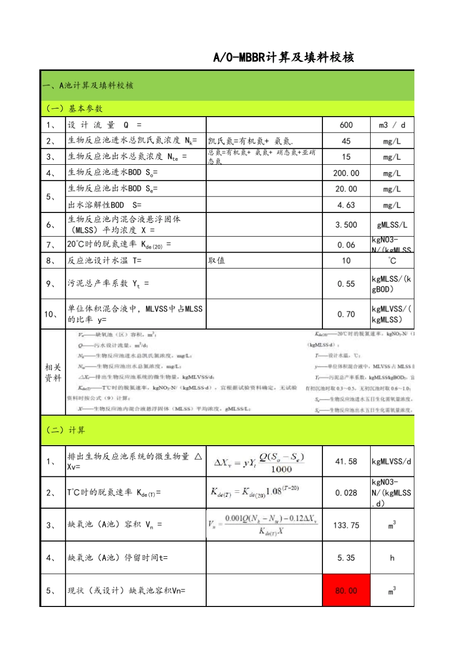 A0MBBR设计计算及填料校核_第1页