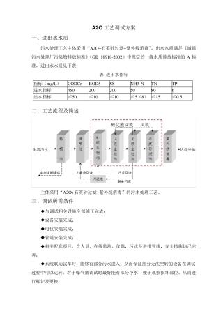 A2O工艺调试方案