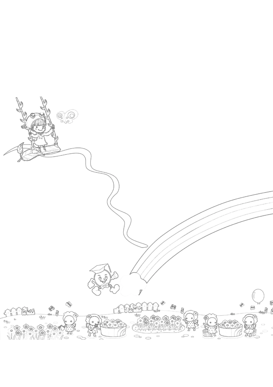 A4横板线稿空白模板32张直接打印手抄报模板合集_第2页