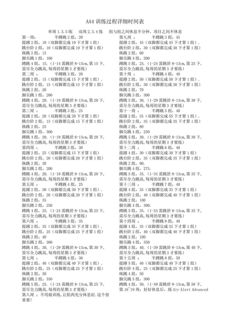 AA4弹跳训练计划及表格_第1页