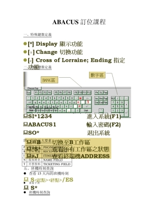 ABACUS系统订位课程