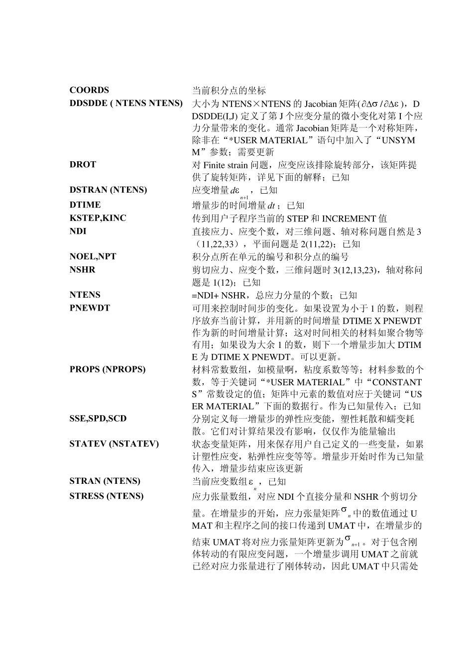 Abaqus材料用户子程序UMAT基础知识及手册例子完整解释_第3页