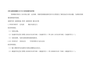 ABB品牌变频器的ACS510系列故障代码详表
