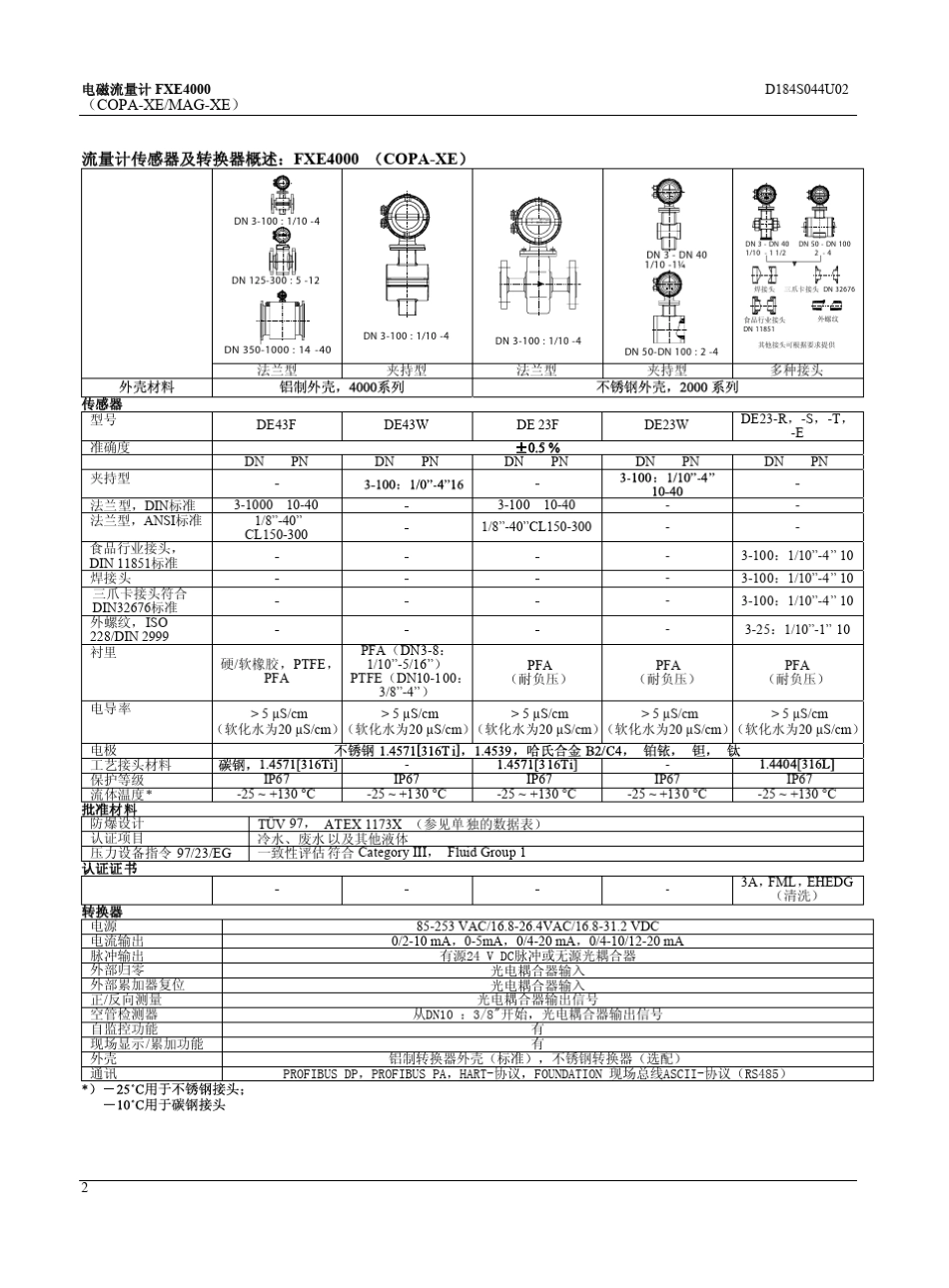 ABB电磁流量计FXE4000选型样本_第2页