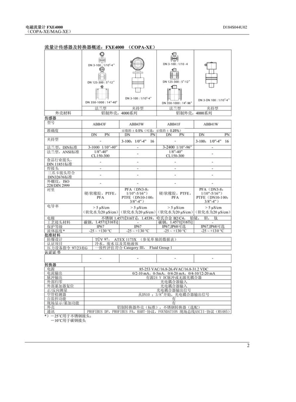 ABB电磁流量计说明书_第2页