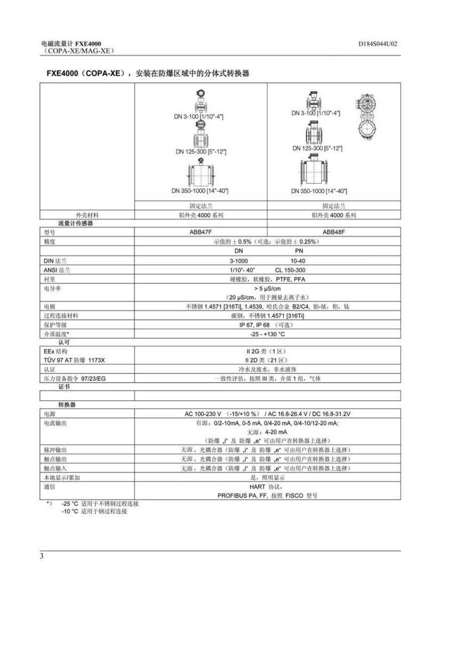 ABB电磁流量计说明书_第3页