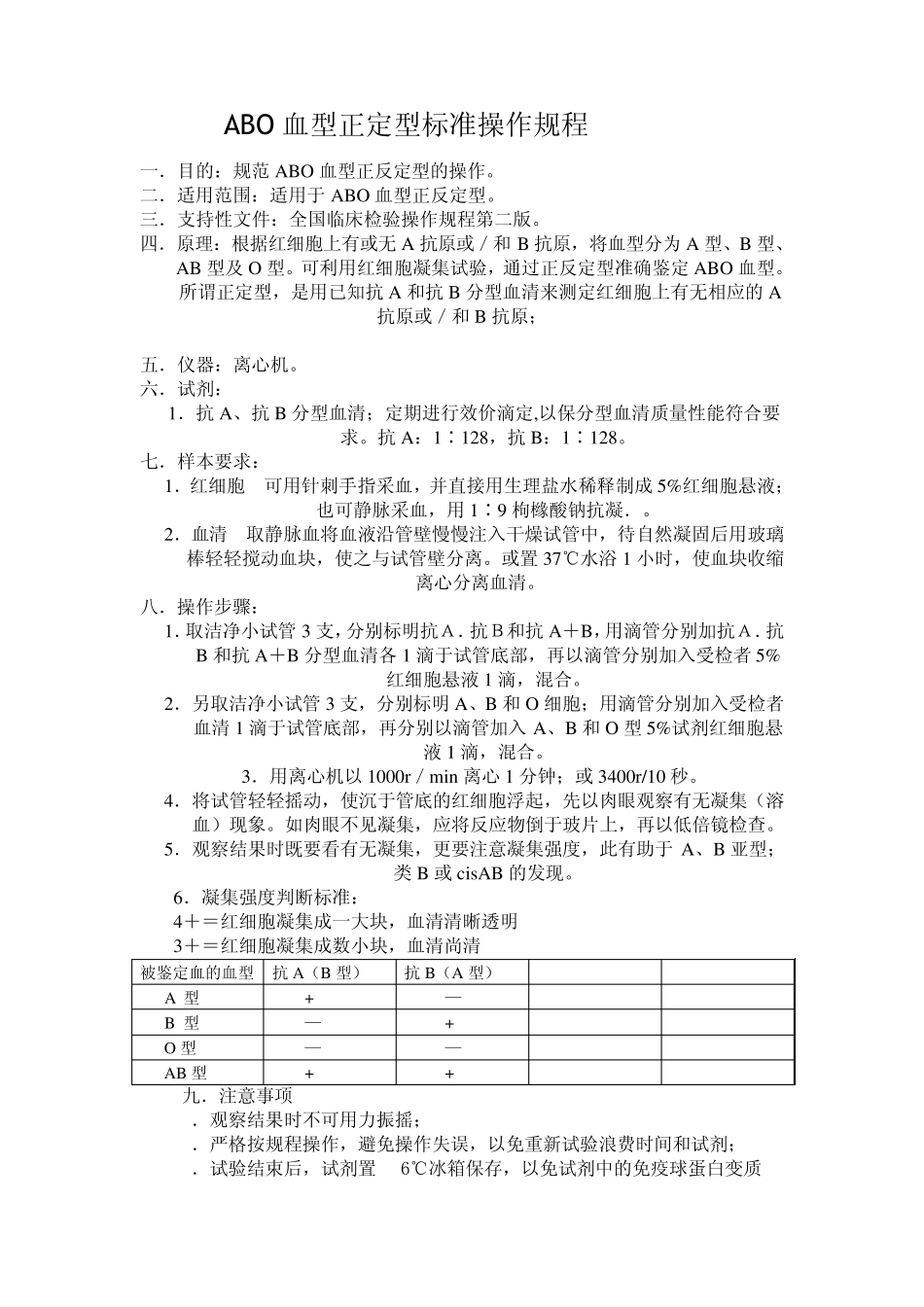 ABO血型正定型标准操作规程_第1页