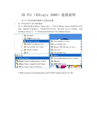 ABPLC(RSLogix5000)联机及刷硬件的方法