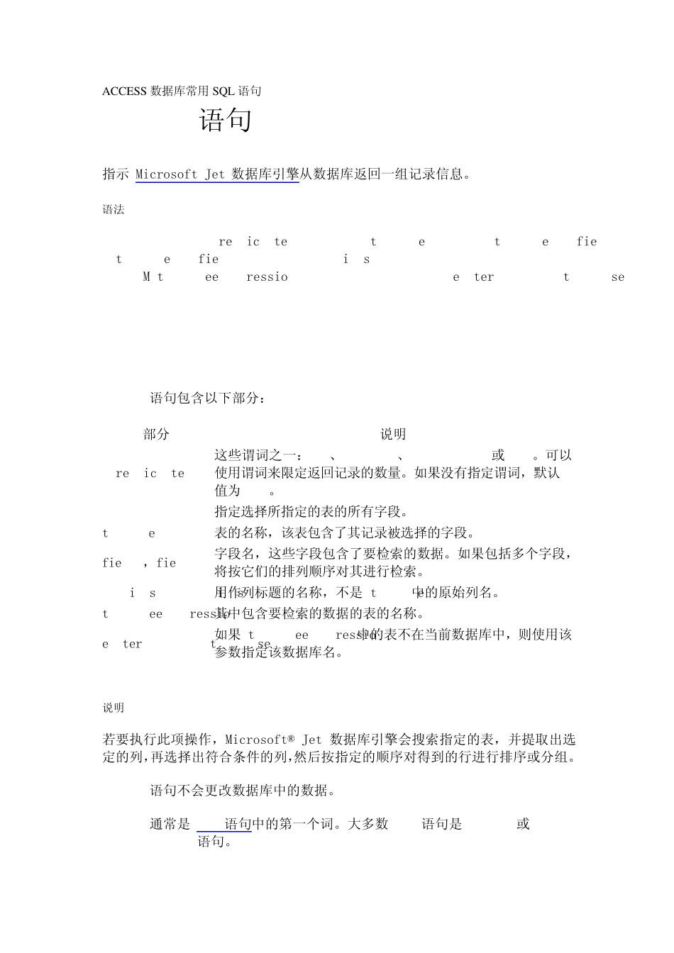 ACCESS数据库常用SQL语句_第1页