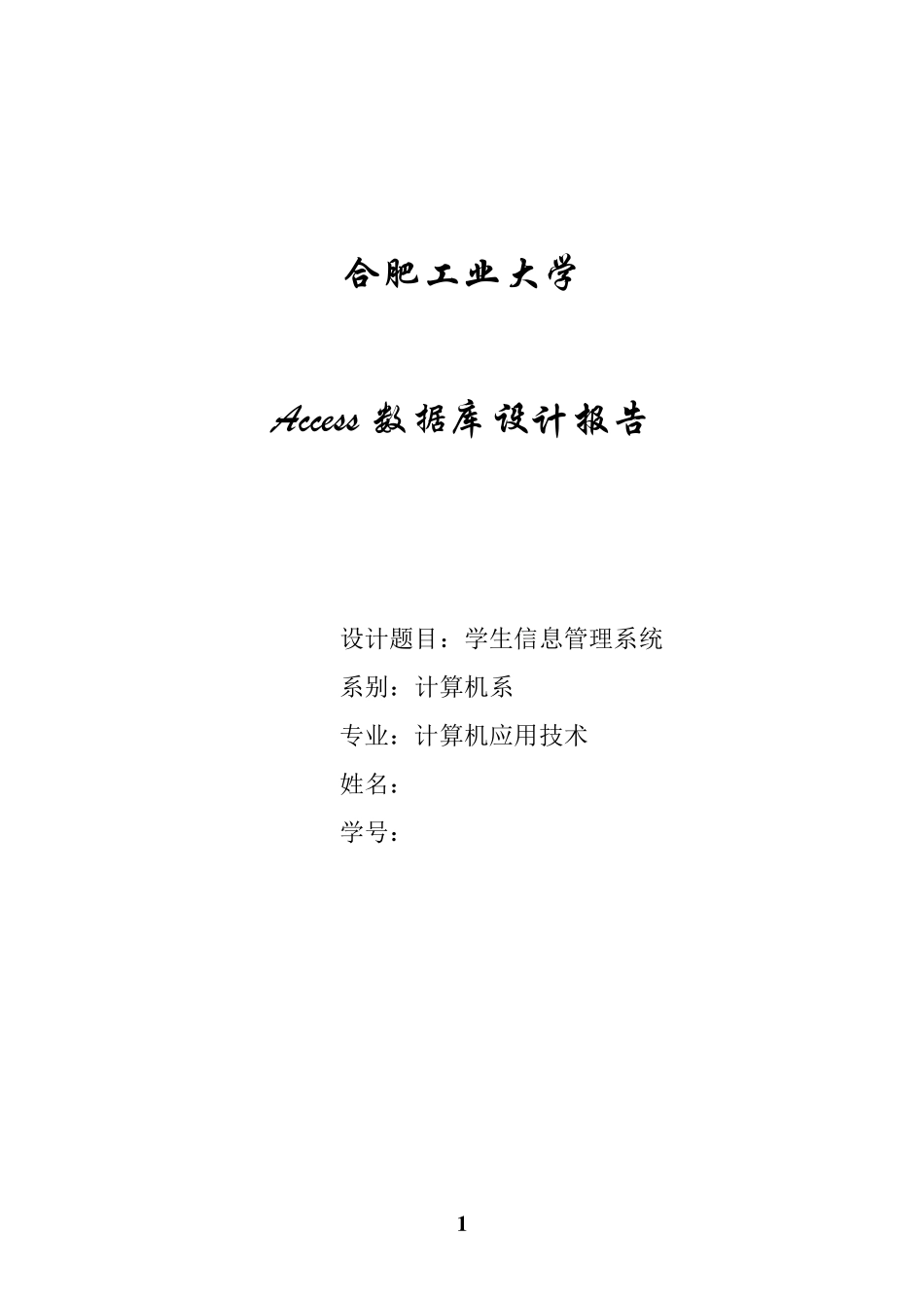 Access数据库设计报告_第1页