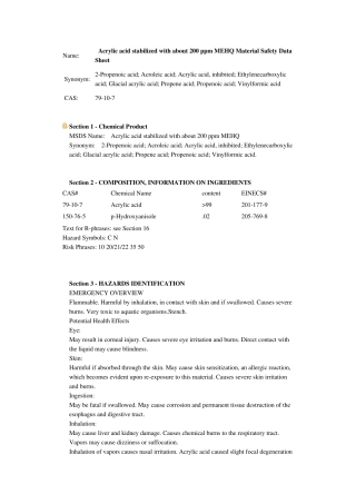 acrylicacidMSDS丙烯酸
