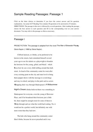 ACT在线阅读练习题1