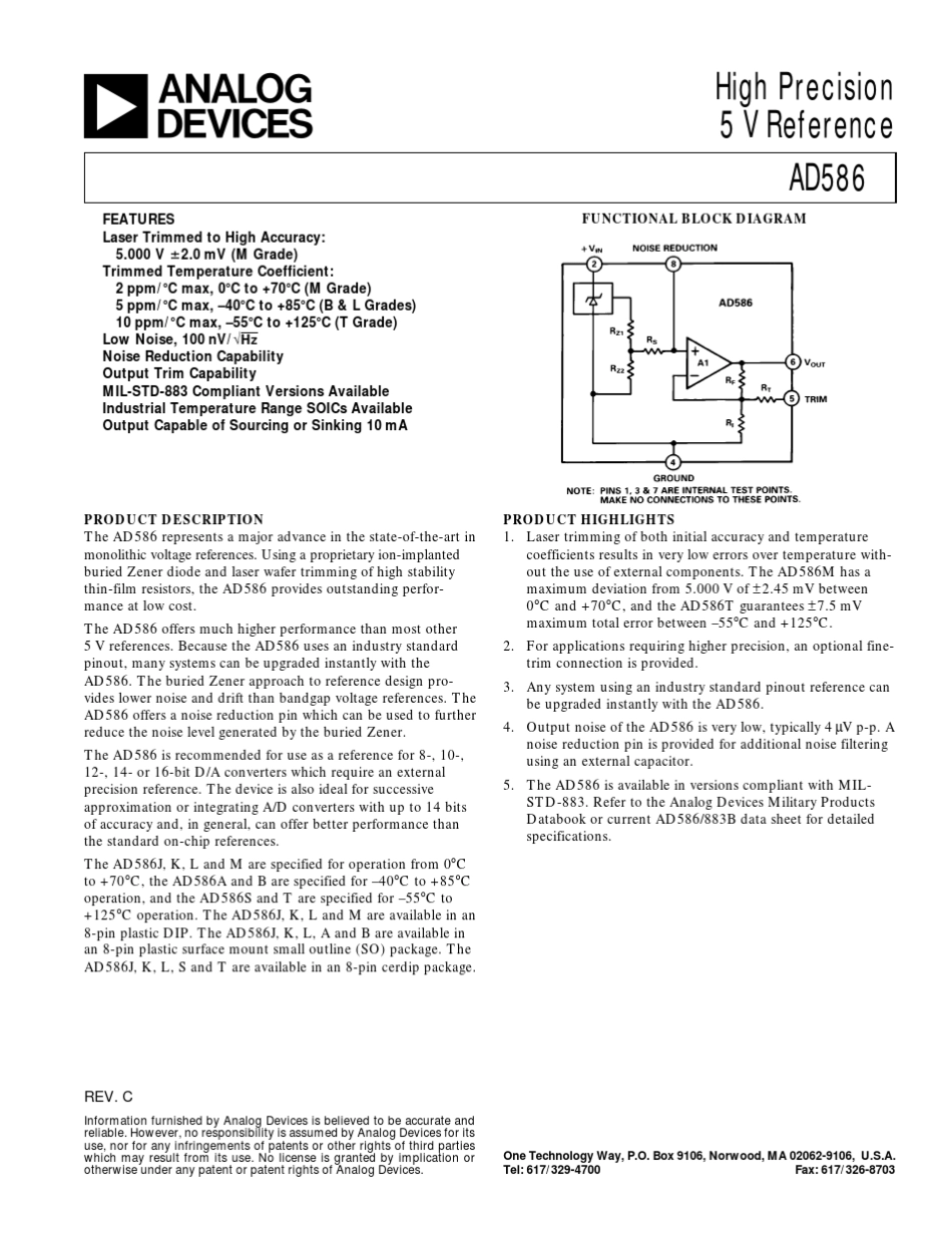 AD586(高精度5V基准电压)_第1页