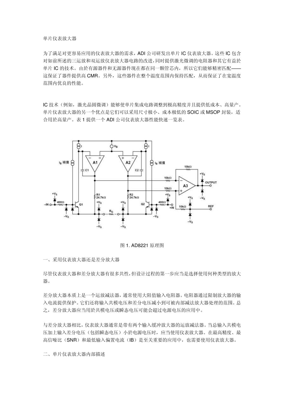 ad620用法介绍以及典型电路连接_第1页