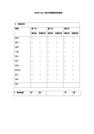 ADAScog(阿尔茨海默病评定量表)