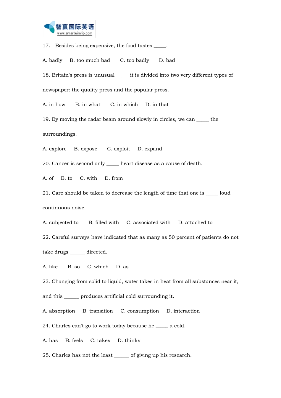 AEAS词汇语法模拟试题澳洲原版教材50题2_第3页
