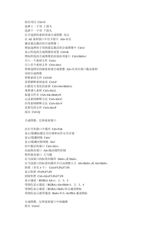AE快捷键最全