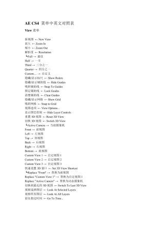 AE菜单中英文对照表