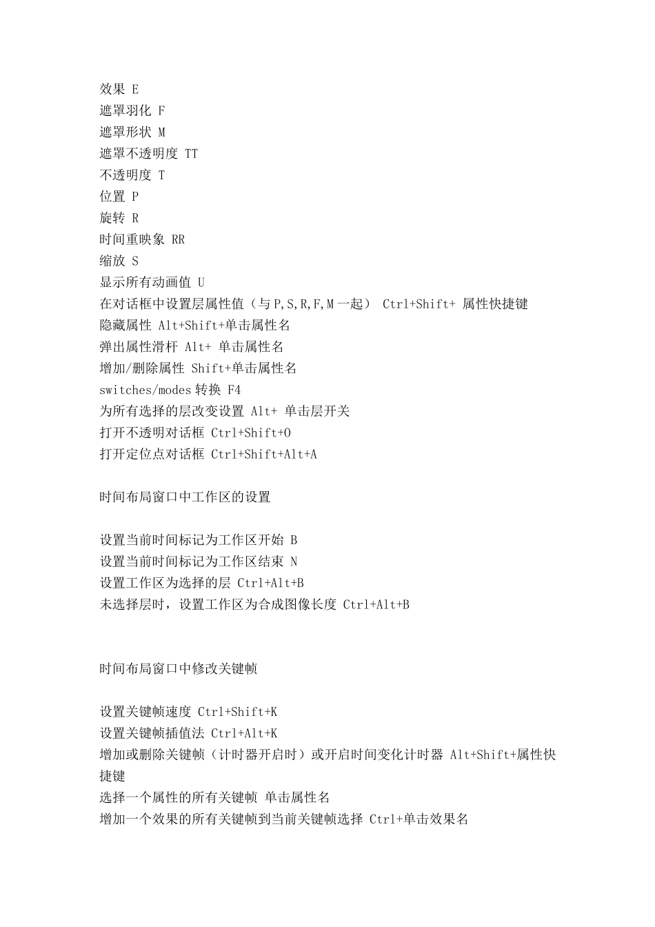 aftereffects常用快捷键大全_第3页