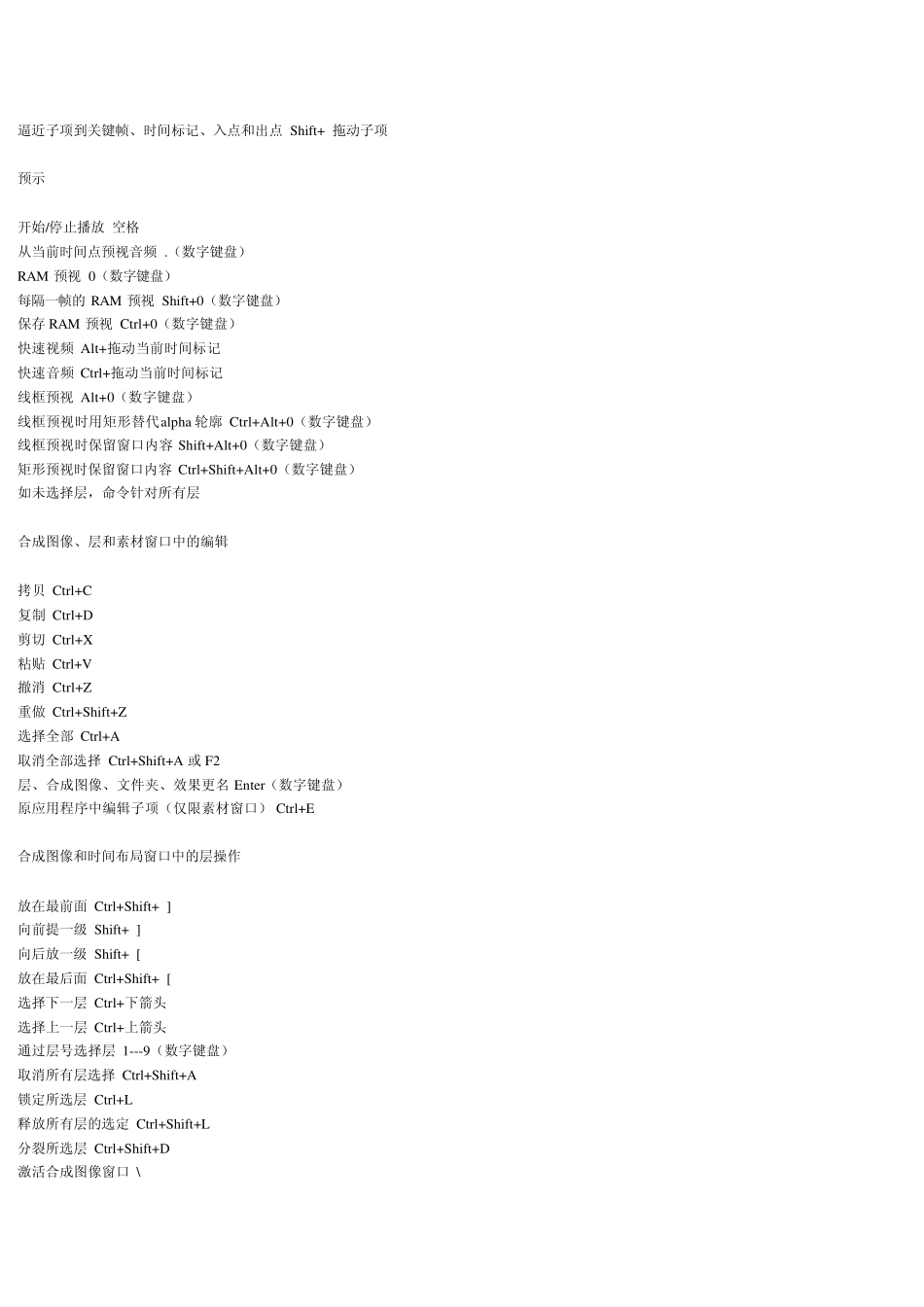 AfterEffects快捷键_第3页