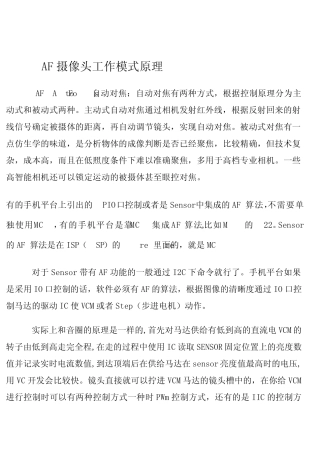 AF摄像头工作模式原理