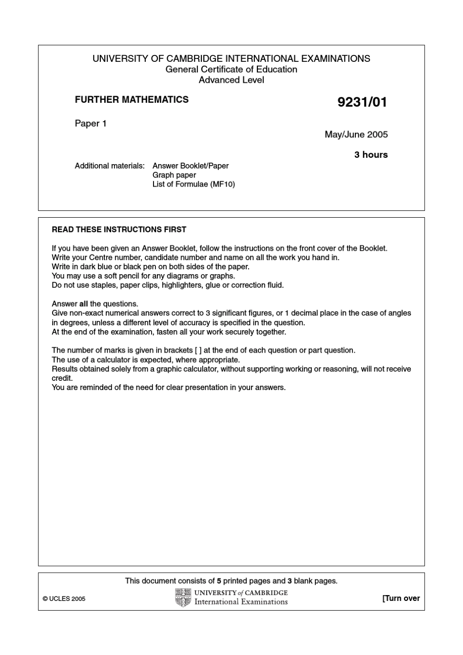 Alevel进阶数学真题05年纯数学_第1页