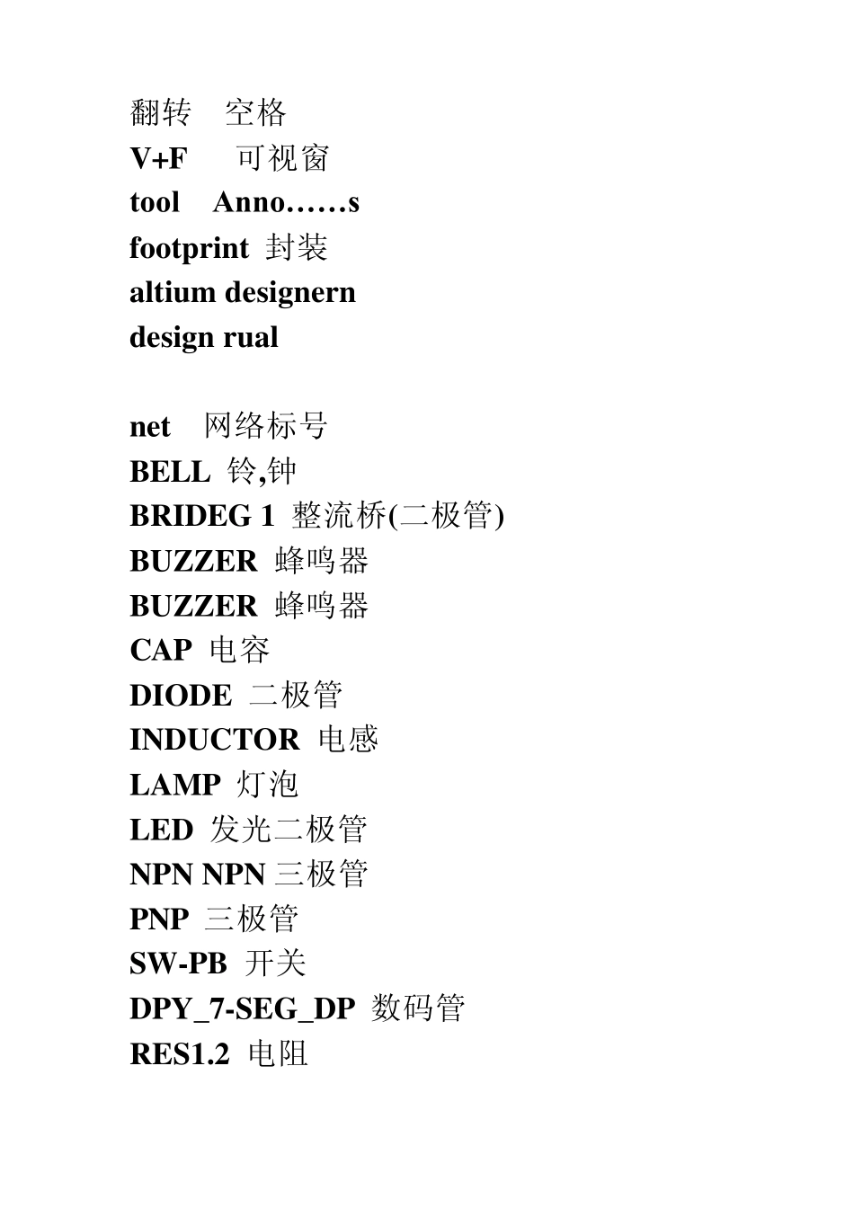 Altium_Designer元件库元件中英文对照_第1页