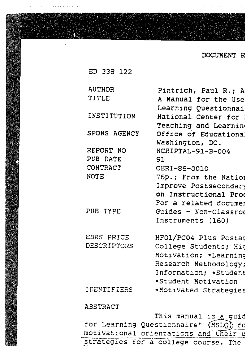 AManualfortheUseofMSLQ,Pintrich,学习动机与策略问卷_第2页