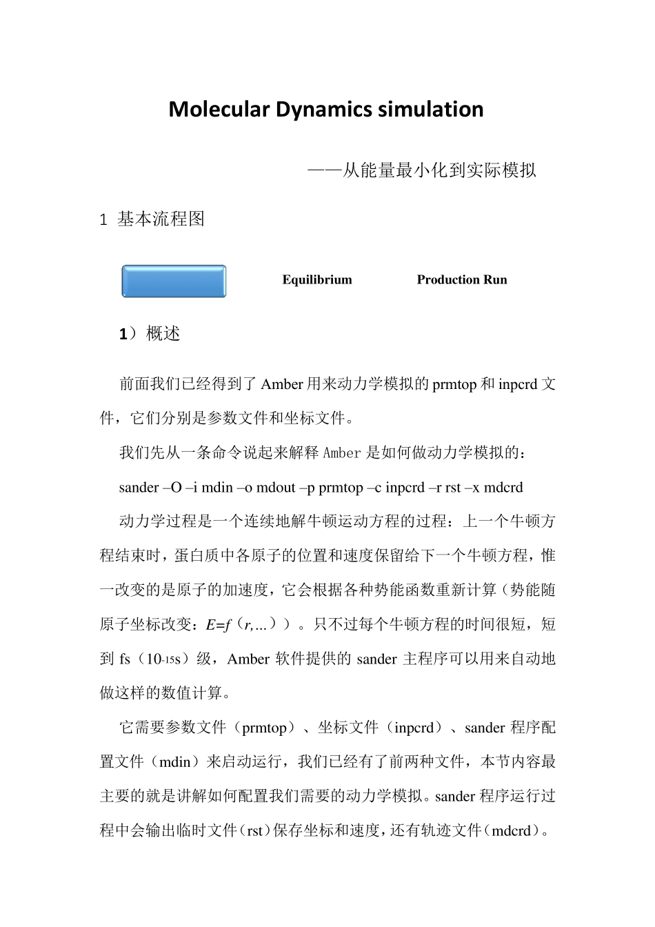 Amber软件中动力学模拟的步骤_第1页