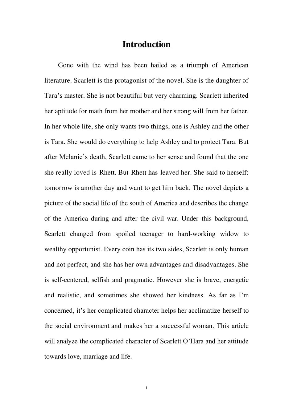 AnAnalysisofScarlett关于斯嘉丽性格的分析_第1页
