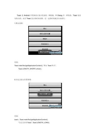 android中Toast的5种用法(转内附android权限大全)