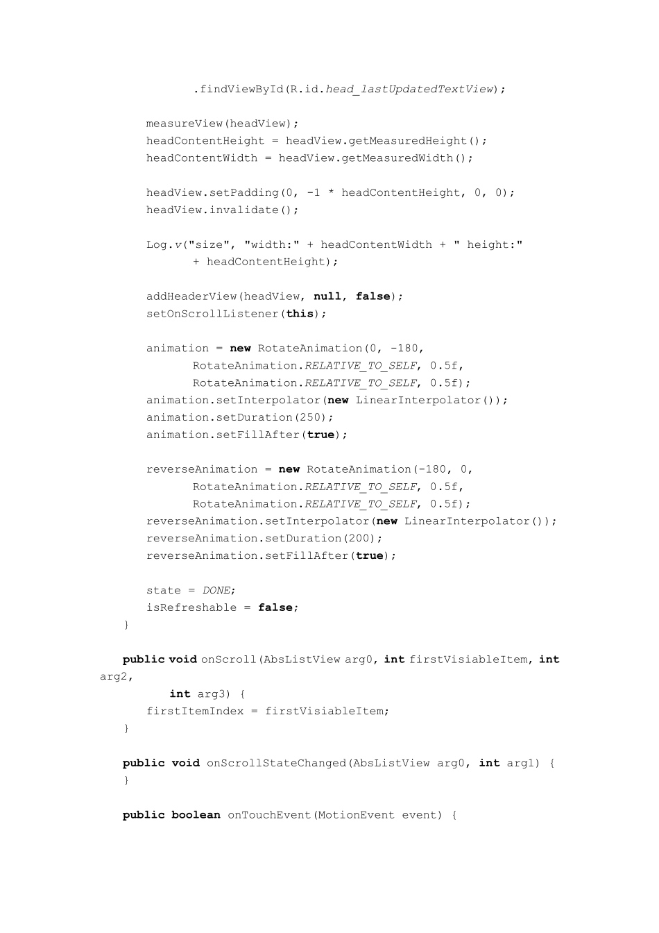 Android中自定义ListView控件实现下拉刷新,简单实用效果好_第3页