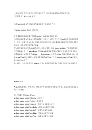 android屏幕自适应及android属性